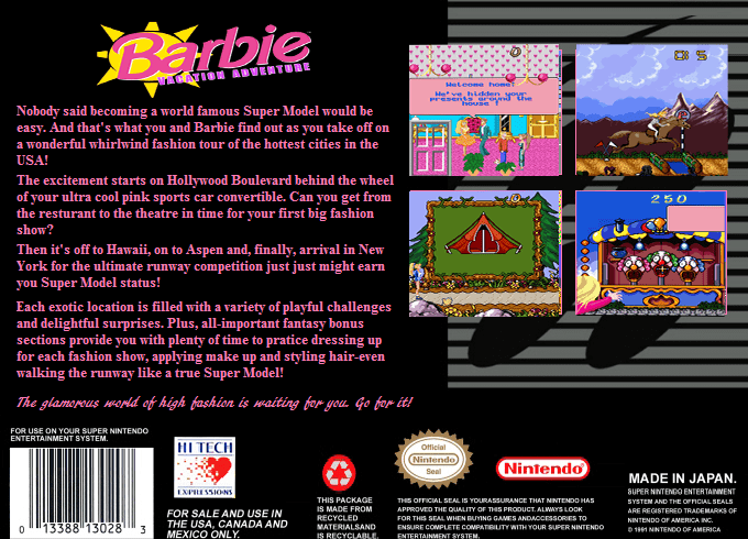 Barbie Vacation Adventure (Homebrew) — Box back